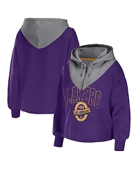 Women's Wear by Erin Andrews Purple Los Angeles Lakers Pieced Quarter-Zip Hoodie Jacket