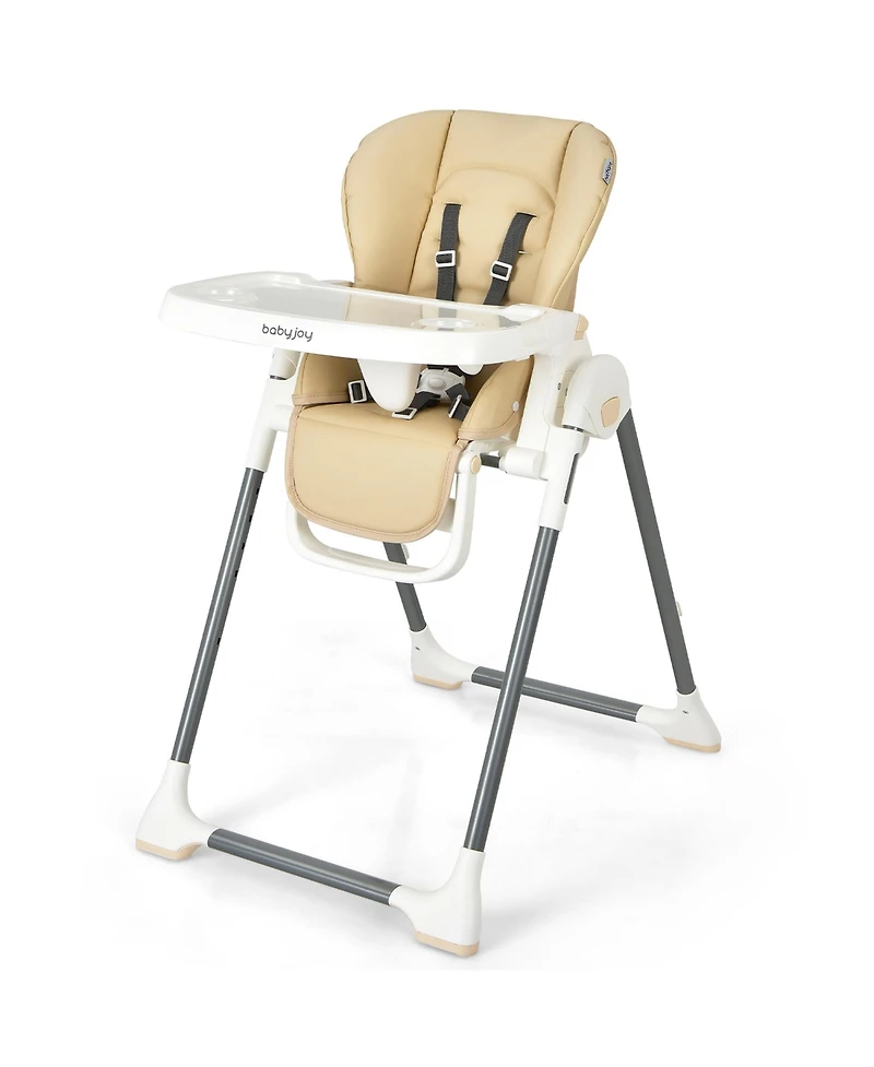 Costway Baby Foldable High Chair w/ Double Removable Trays