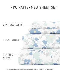 ienjoy Home Ultra Soft Violets Pattern 4-Pc. Sheet Set, Queen