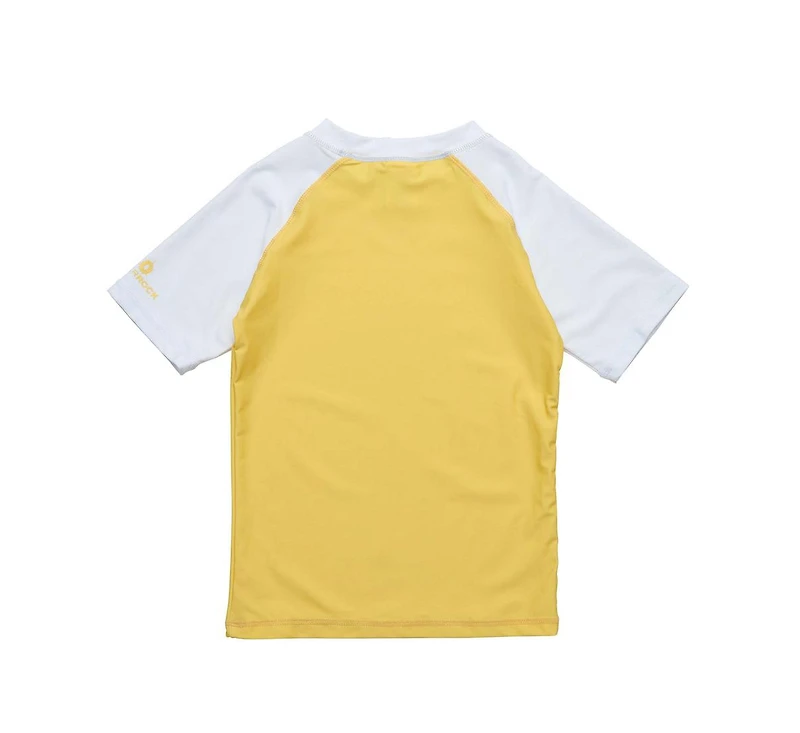 Snapper Rock Big Boys Toddler|Child Yellow White Sleeve Sustainable Ss Rash Top
