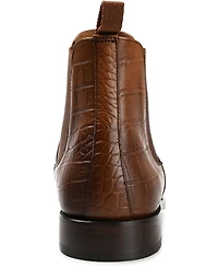 Taft Men's Hiro Leather and Embossed Croc Detailing Chelsea Boots