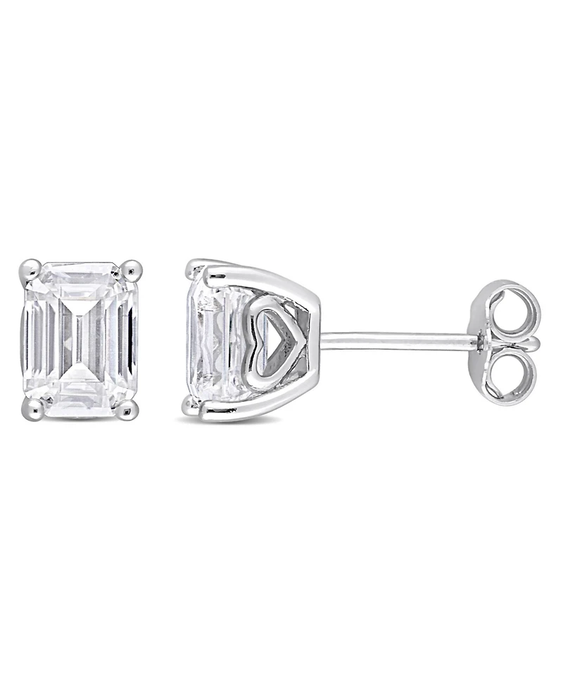 Macy's Emerald Cut Moissanite Stud Earrings 2 ct. t.w with Heart Detail in Sterling Silver