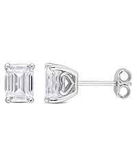 Macy's Emerald Cut Moissanite Stud Earrings 2 ct. t.w with Heart Detail in Sterling Silver