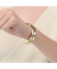 Ra Gold Plated with Cubic Zirconias Zig-Zag Cuff Bracelet