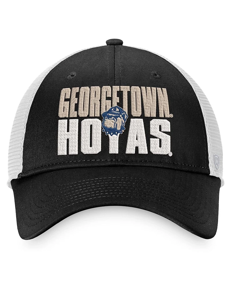 Men's Top of the World Black, White Georgetown Hoyas Stockpile Trucker Snapback Hat