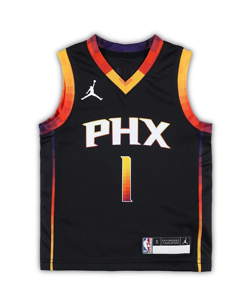 Preschool Boys and Girls Jordan Devin Booker Black Phoenix Suns 2022/23 Swingman Jersey - Statement Edition