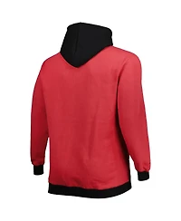 Men's Mitchell & Ness Scarlet, Black San Francisco 49ers Big and Tall Face Pullover Hoodie