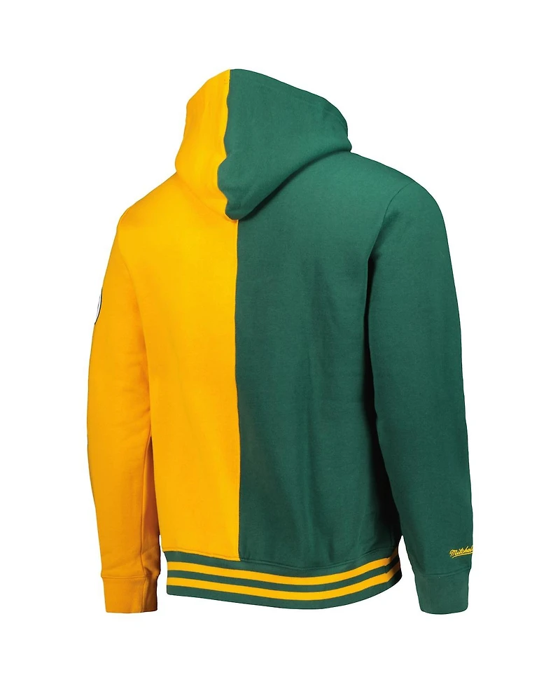 Men's Mitchell & Ness Green, Gold Seattle SuperSonics Hardwood Classics Split Pullover Hoodie