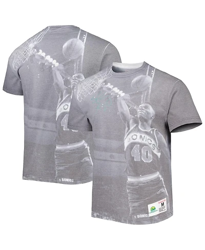 Men's Mitchell & Ness Shawn Kemp Heather Gray Seattle SuperSonics Above The Rim T-shirt