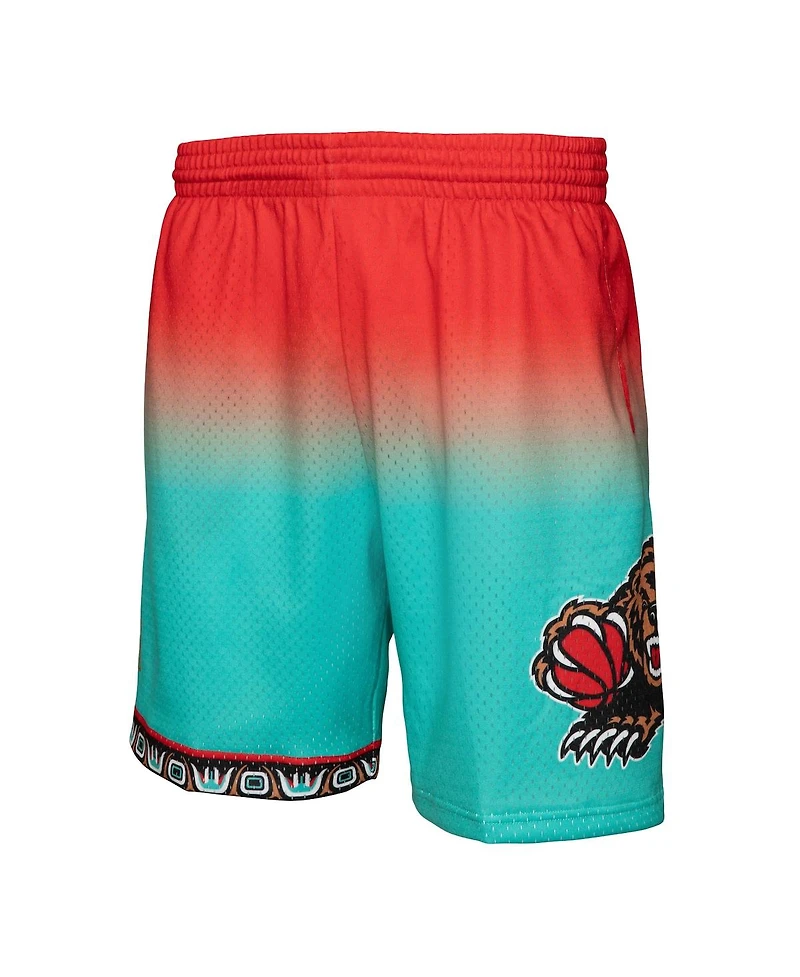 Men's Mitchell & Ness Red, Teal Vancouver Grizzlies 1996/97 Hardwood Classics Fadeaway Reload 3.0 Swingman Shorts