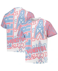 Men's Mitchell & Ness White Houston Oilers Jumbotron 2.0 Sublimated T-shirt