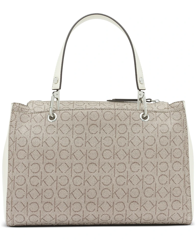 Calvin Klein Garnet Signature Triple Compartment Top Zipper Satchel