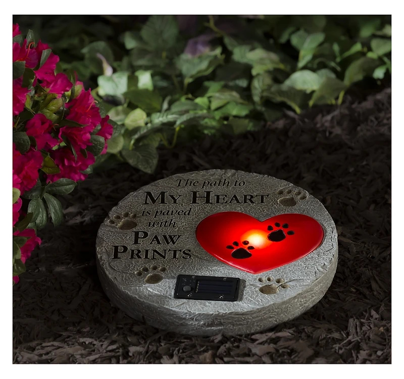 Evergreen Paved with Paw Prints Solar Garden Stone