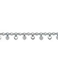 White Gold Plated Cubic Zirconia Adjustable Heart Bracelet