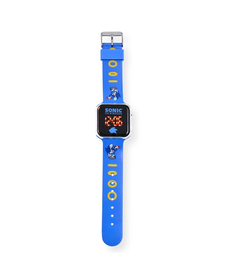 Sega Children's Sonic the Hedgehog Light Emitting Diode Blue Silicone Strap Watch 32mm