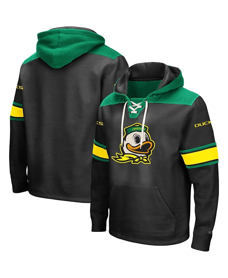 Men's Colosseum Black Oregon Ducks 2.0 Lace-Up Logo Pullover Hoodie