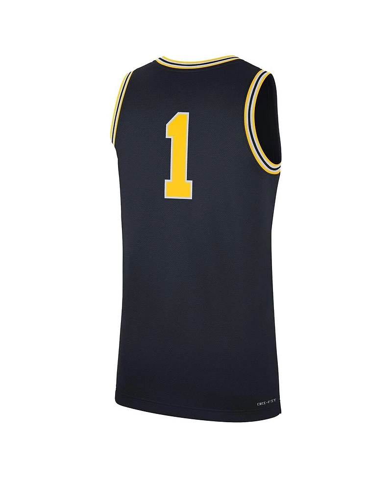 Men's Jordan #1 Navy Michigan Wolverines Replica Jersey