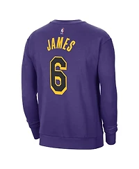 Men's Jordan LeBron James Purple Los Angeles Lakers Statement Name and Number Pullover Sweatshirt