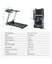 Costway Folding Electric Treadmill Jogging MachineBluetooth10 Preset Programs