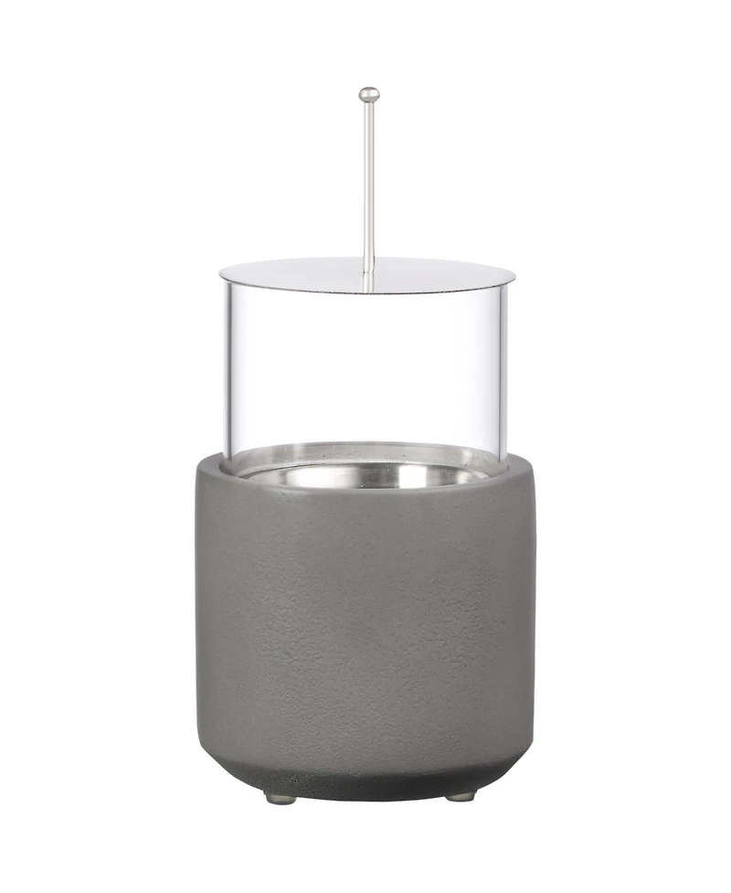 Tabletop Fireplace, Mini Concrete Ethanol Fire Bowl Lid Light Grey
