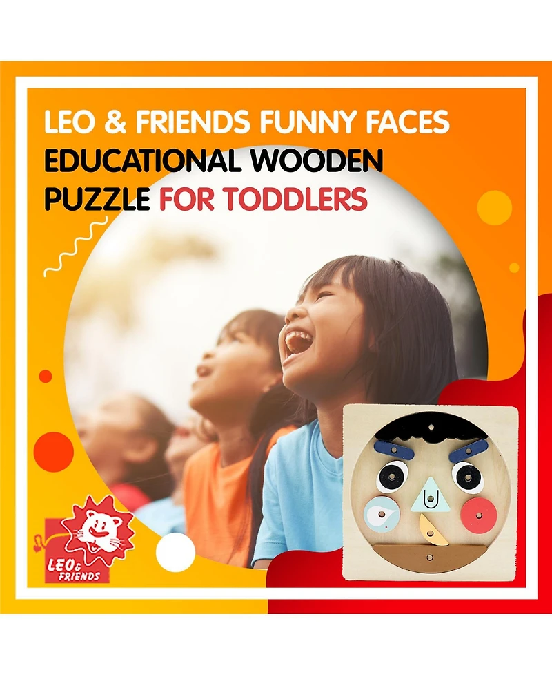 Leo & Friends Funny Faces Educational Wooden Puzzle for Toddlers