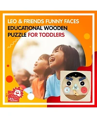 Leo & Friends Funny Faces Educational Wooden Puzzle for Toddlers