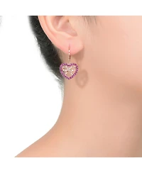Gv Sterling Silver with 18K Rose Gold Plated Heart Leverback Earrings