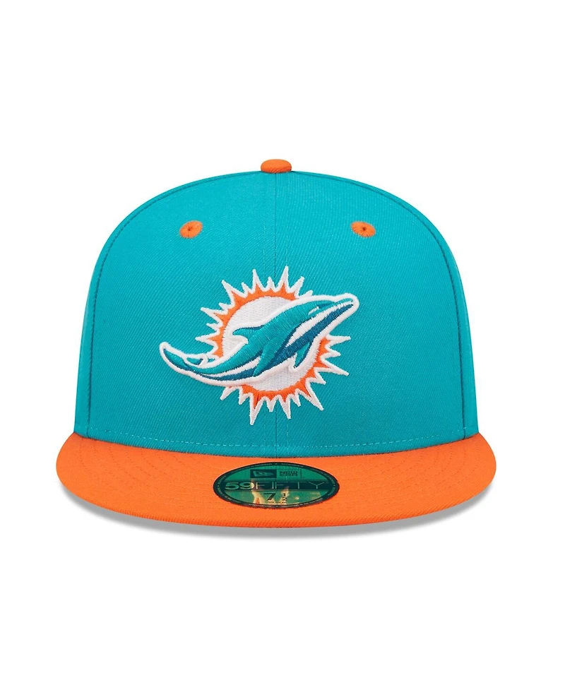 Men's New Era Aqua, Orange Miami Dolphins Flipside 59FIFTY Fitted Hat