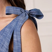 Hope & Henry Women's Sleeveless Bow Shoulder Jumpsuit