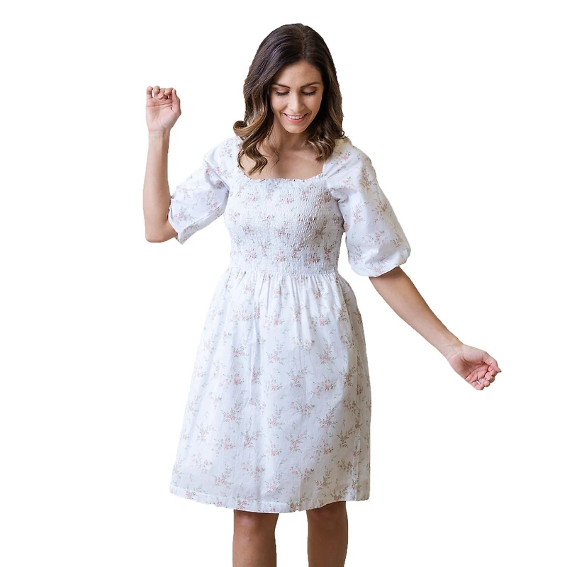 Hope & Henry Women's Smocked Bubble Sleeve Dress