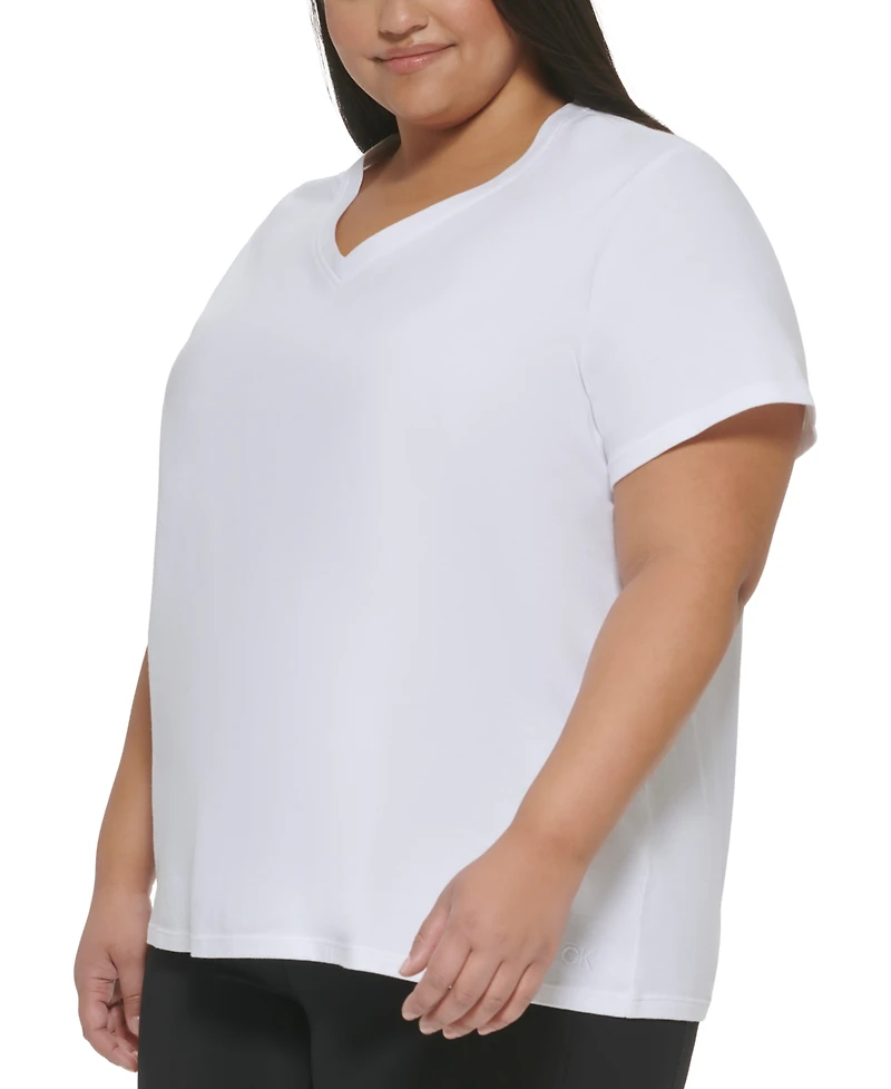 Calvin Klein Performance Embroidered V-Neck Logo T-Shirt