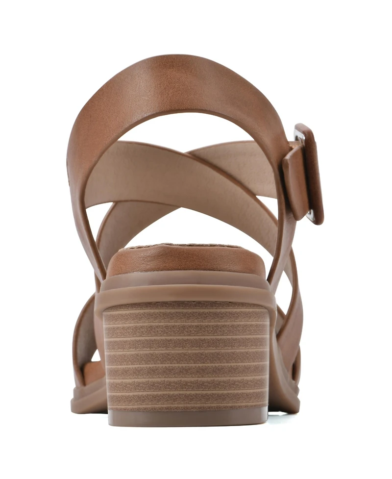 Cliffs by White Mountain Women's Cordovan Stacked Heel Strappy Dress Sandals