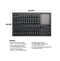 Powerbuilt 63 Piece 6 Point Sae and Metric Pro Tech Impact Socket Set