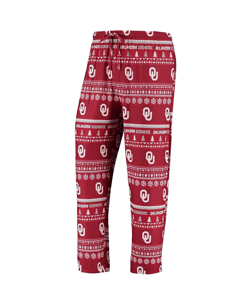 Men's Concepts Sport Crimson Oklahoma Sooners Ugly Sweater Knit Long Sleeve Top and Pant Set