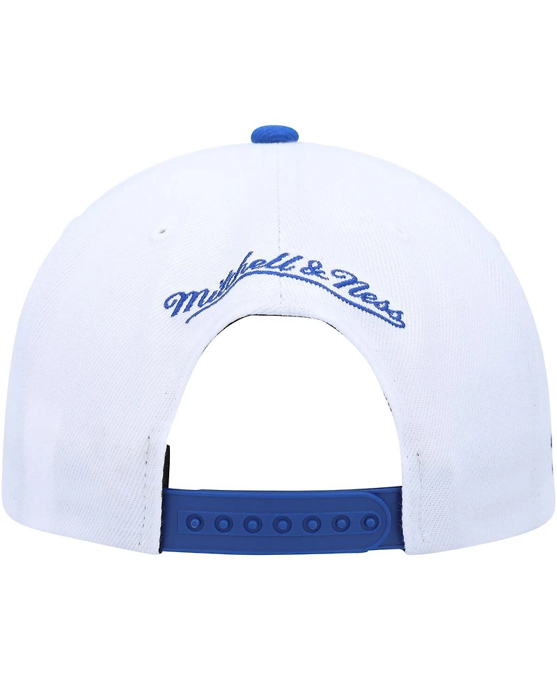 Men's Mitchell & Ness White, Royal Golden State Warriors Side Core 2.0 Snapback Hat