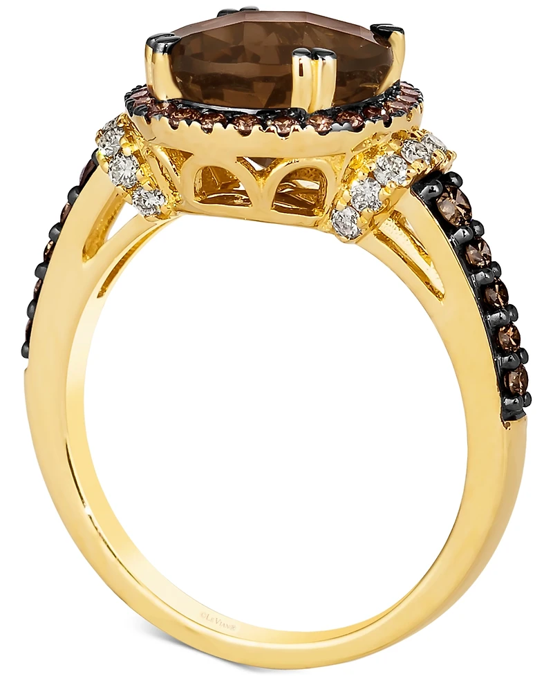 Le Vian Chocolate Quartz (2-3/4 ct. t.w.) & Diamond (5/8 ct. t.w.) Halo Ring in 14k Gold