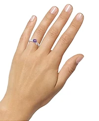 3-Pc. Set Amethyst (1 ct. t.w.) & Lab-Grown White Sapphire (3/8 Flower Pendant Necklace, Stud Earrings, Ring Sterling Silver (Also A