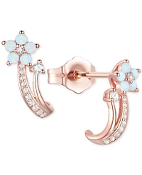 3-Pc. Set Amethyst (1 ct. t.w.) & Lab-Grown White Sapphire (3/8 ct. t.w.) Flower Pendant Necklace, Stud Earrings, & Ring in Sterling Silver (Also in A