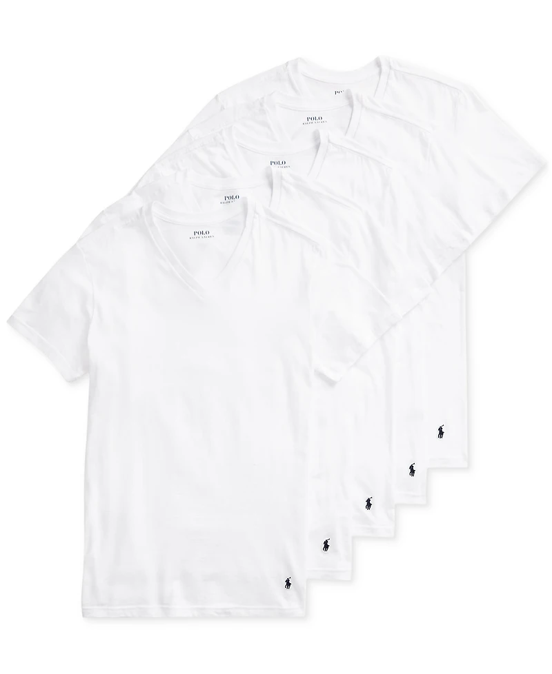 Polo Ralph Lauren Men's 5-Pack Slim Fit Classic Cotton V-Neck T-Shirts