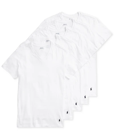 Polo Ralph Lauren Men's 5-Pack Slim Fit Classic Cotton V-Neck T-Shirts