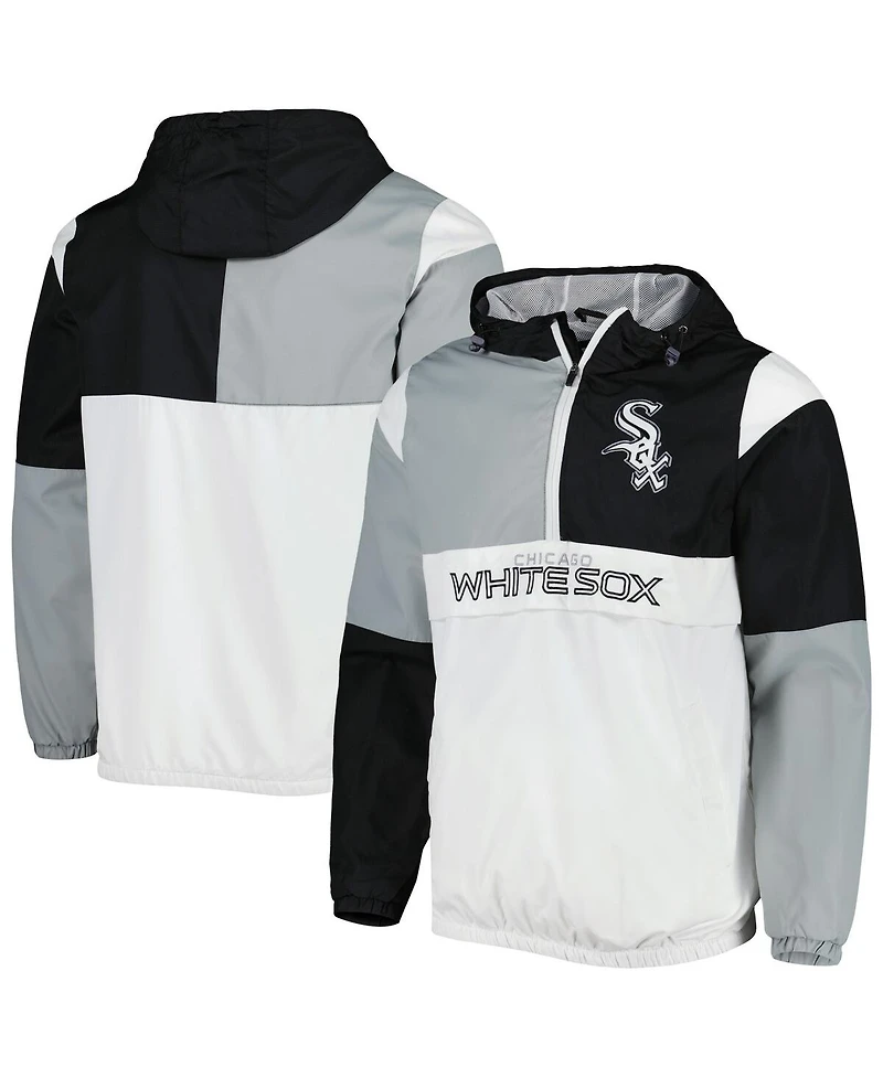 Men's G-iii Sports by Carl Banks Black, Silver Chicago White Sox Fair Catch Half-Zip Hoodie
