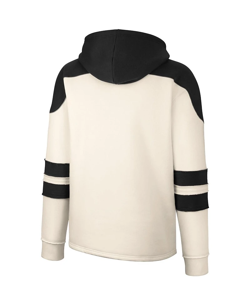Men's Colosseum Cream Iowa Hawkeyes Lace-Up 4.0 Vintage-Like Pullover Hoodie