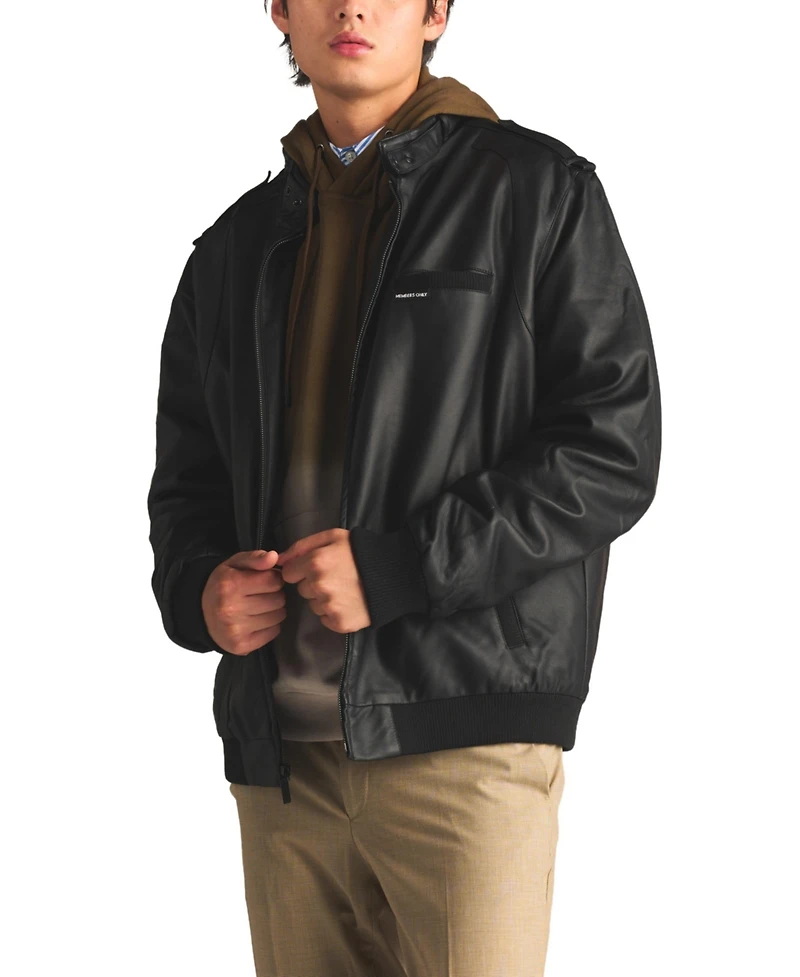 Members Only Men's Faux Leather Iconic Racer Jacket