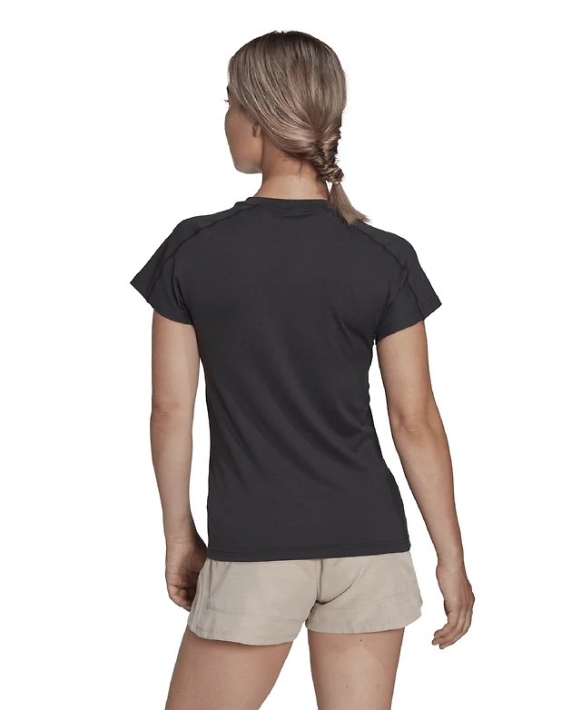 adidas Women's Training Moisture-Wicking Logo V-Neck T-shirt