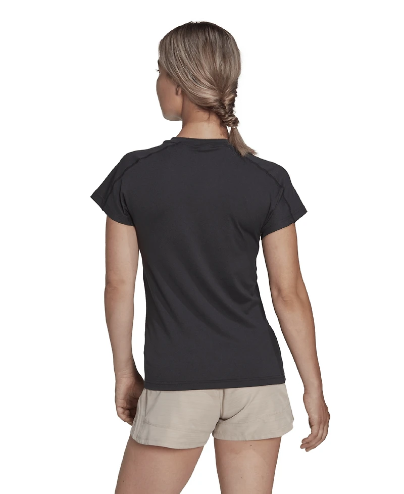 adidas Women's Training Moisture-Wicking Logo V-Neck T-shirt