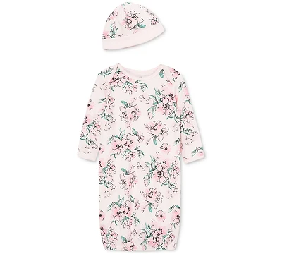 Little Me Baby Girls Sleep Gown and Hat Set, 2 Piece Set