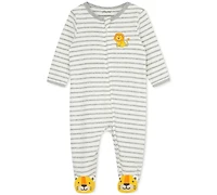 Little Me Baby Boys Long Sleeved Striped Lion Footed Coverall