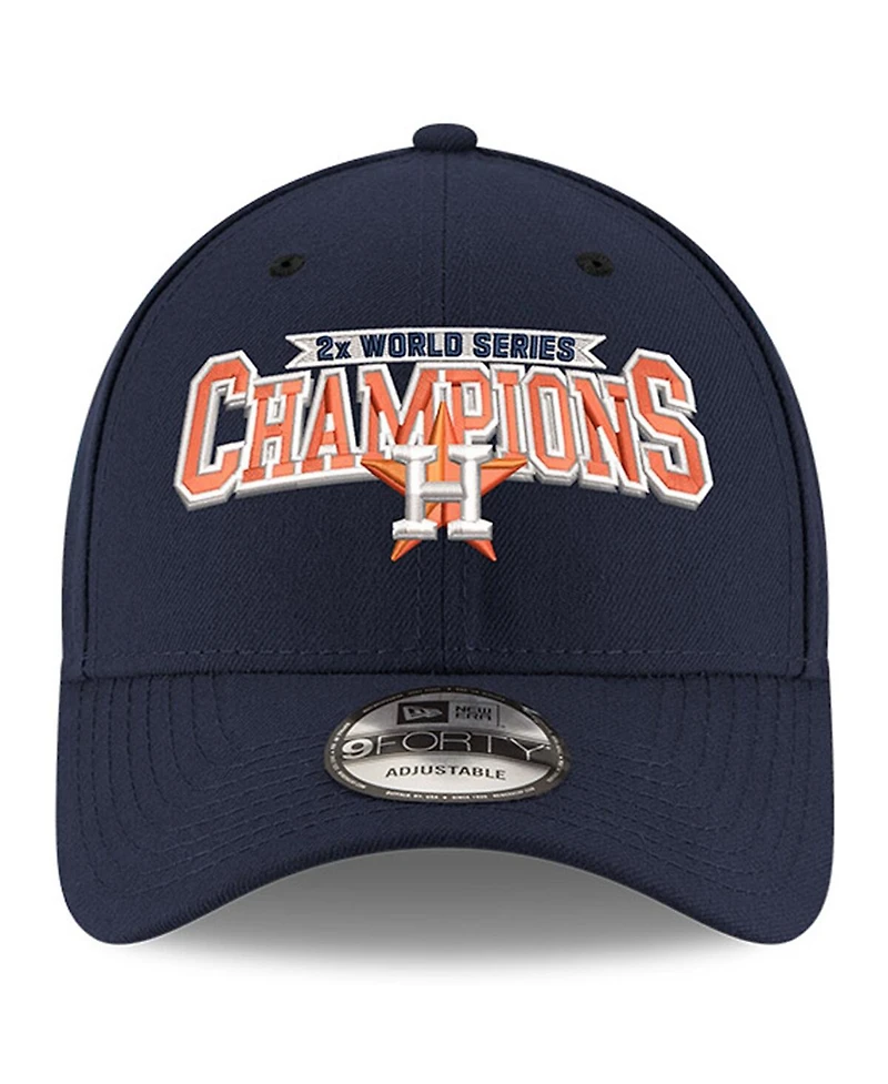 Men's New Era Navy Houston Astros Two-Time World Series Champions 9FORTY Adjustable Hat