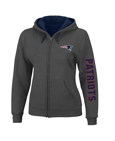 Women's Heather Charcoal New England Patriots Plus Fleece Full-Zip Hoodie Jacket