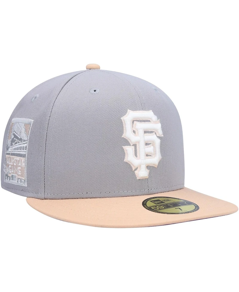 Men's New Era Gray, Peach San Francisco Giants 2007 Mlb All-Star Game Purple Undervisor 59FIFTY Fitted Hat